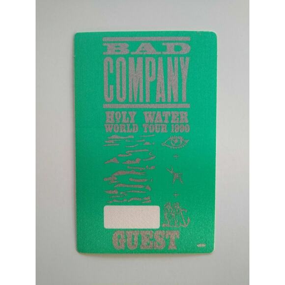 Bad Company Holy Water Backstage Pass Original 1990 Tour Hard Rock Music Green - Picture 2 of 6